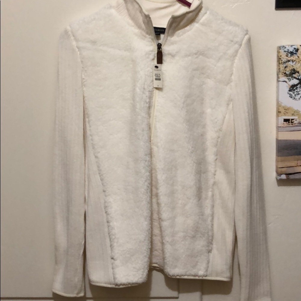 Talbots fuzzy creek zip up sweater